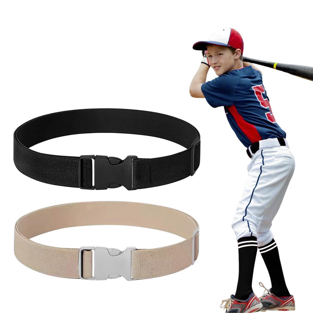 SNOWIE SOFT® 2Pcs Kids Belts Elastic Waist Belt Quick Release Kids Waist Belt Uniform Belt Waist for Boys Girls Sport Waist Belt for Baseball Softball, Black & Brown