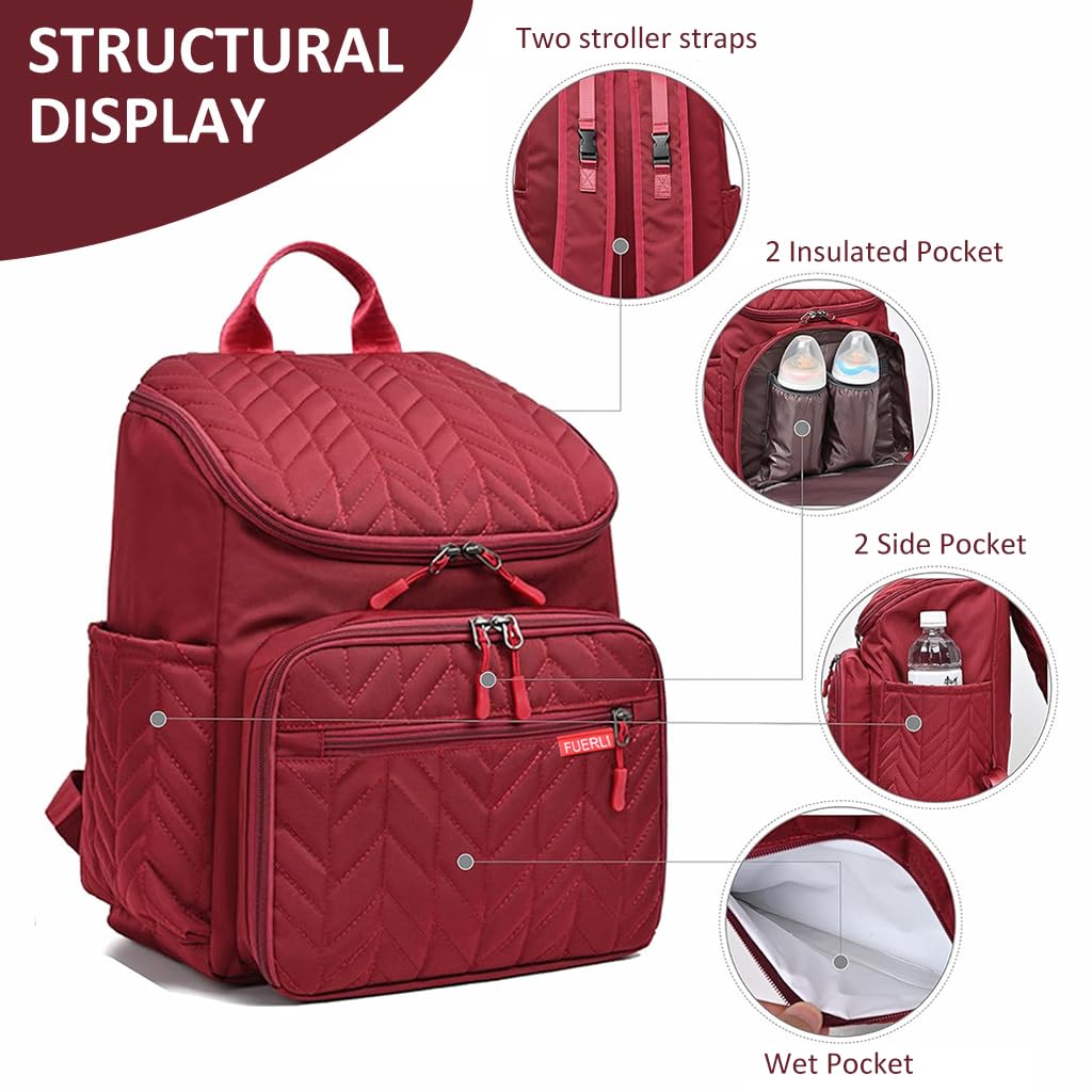 SNOWIE SOFT Motherly Diaper Bag Backpack for Travel with 26×16×36 cm Capacity and Stroller Buckles