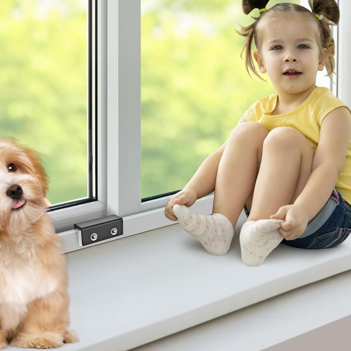 SNOWIE SOFT Sliding Window Locks with Keys 12PCS Aluminum Security for Baby Safety | Black