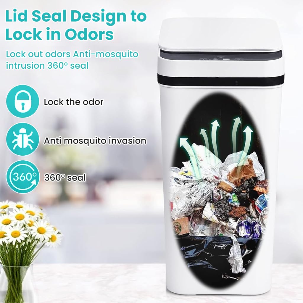 Supvox Smart Sensor Dustbin for Home with 12L Capacity and Automatic Motion Lid | Touchless Waste Bin 23.5x15.8x32cm