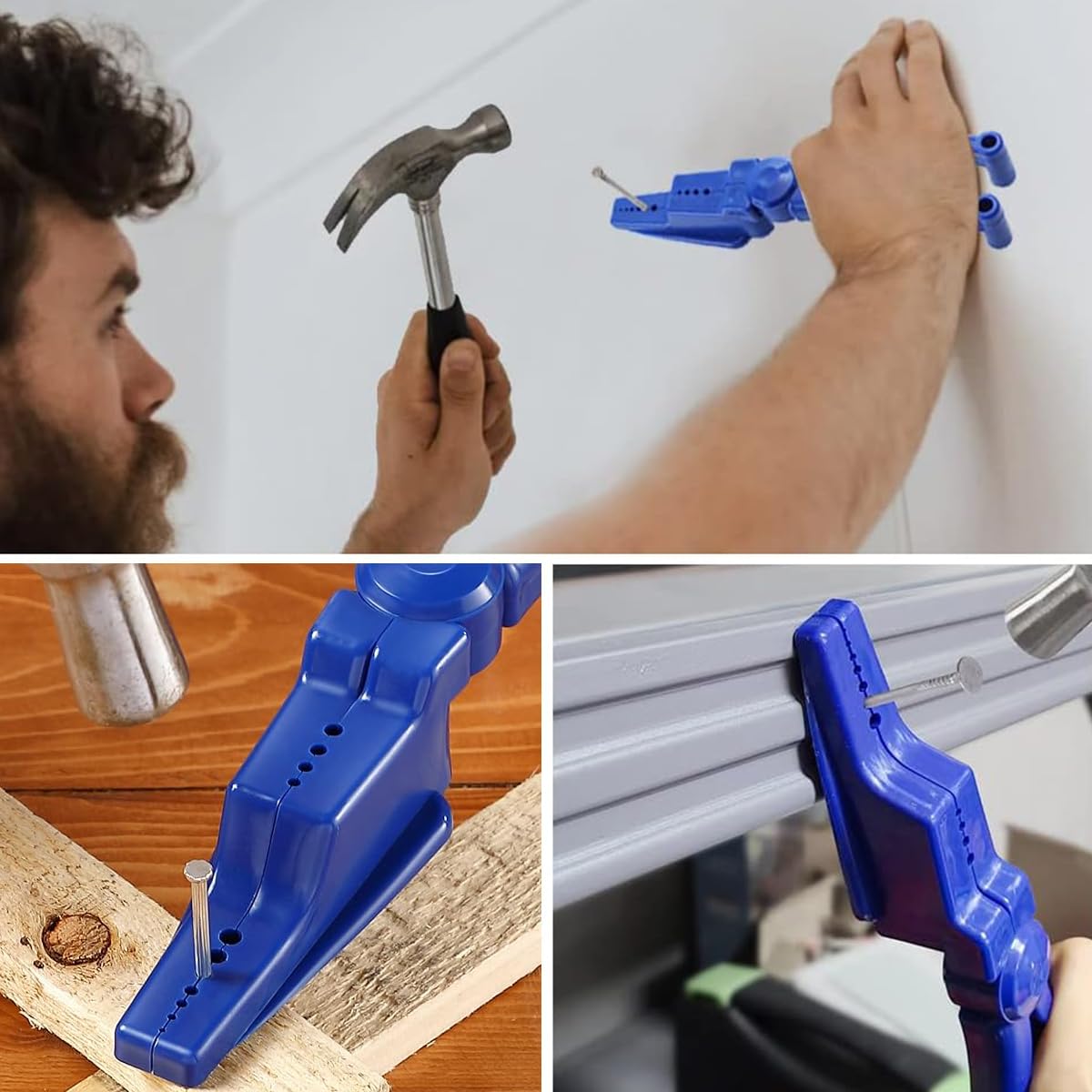 Serplex Nail Holder Plier for Hammering with 11 Size Slots and Finger Guard Safety | 2Pcs Set