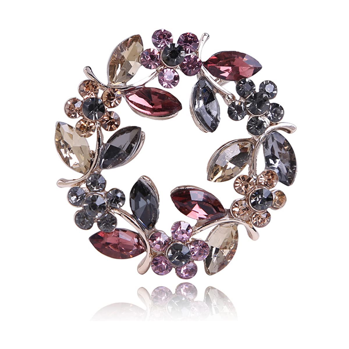 SANNIDHI Crystal Brooch for Women Girls, Floral Saree Pin Brooches, Elegant Rhinestone Garland Brooch Pins for Coat Dress Gown Shawl, Wedding Bridal Ladies Jewelry Gifts