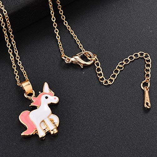SANNIDHI Unicorn Necklace Jewellery Set for Girls with 17.7 in Chain & Pink Alloy Pendant | Cute Gift for Women