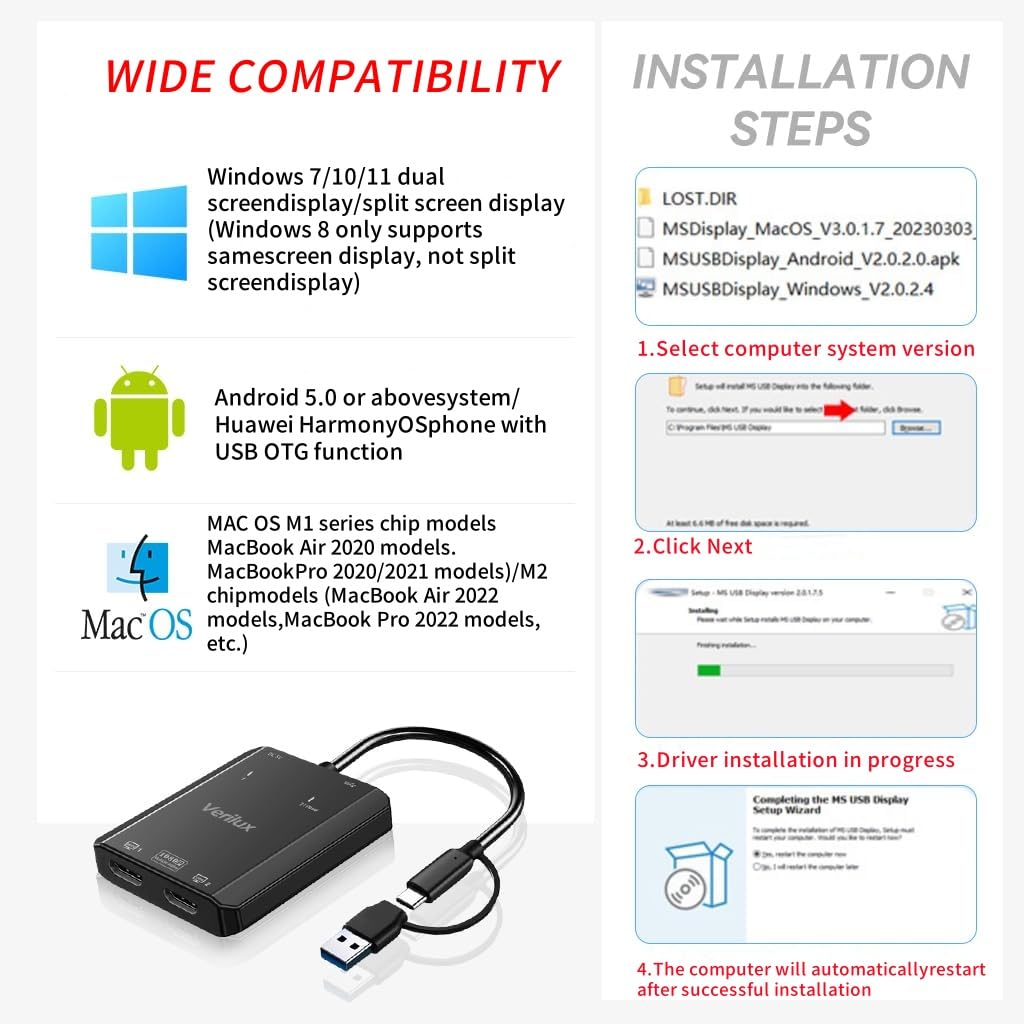 Verilux USB C Hub for Travel with PD 100W Charging and 4K@60Hz HDMI | USB 3.0 Port