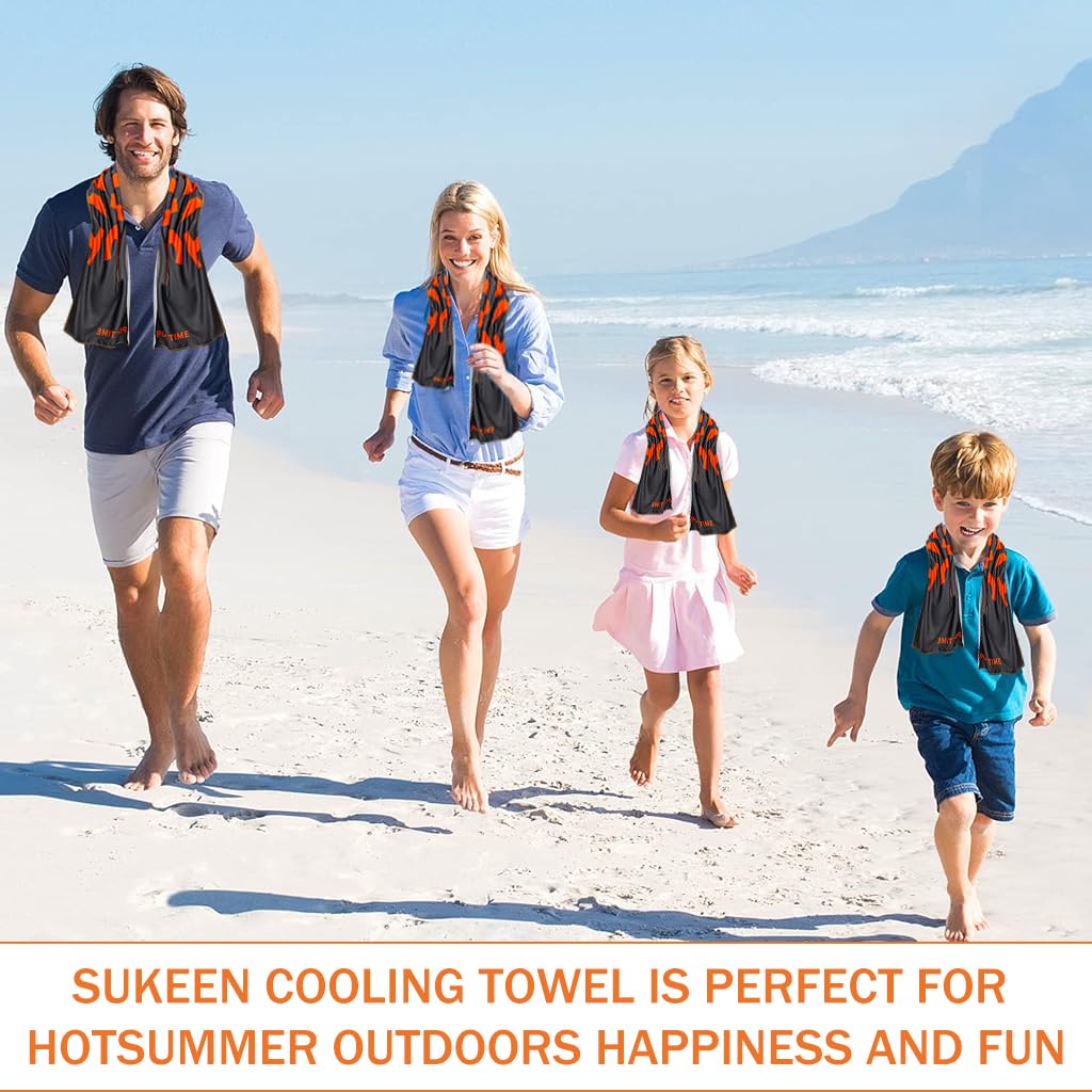 PROBEROS Cooling Towel for Fitness and Gym 39.37x11.8 in with Quick-Drying Microfiber | Soft Skin-Friendly Orange Design