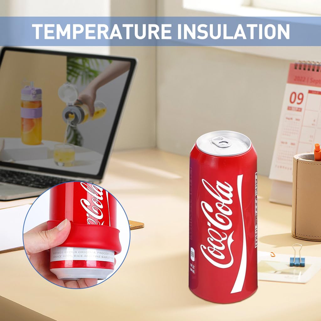 HASTHIP Beverage Can Sleeves for 500ml Drinks with Anti Slip Zip Top Design | Elastic Silicone Covers