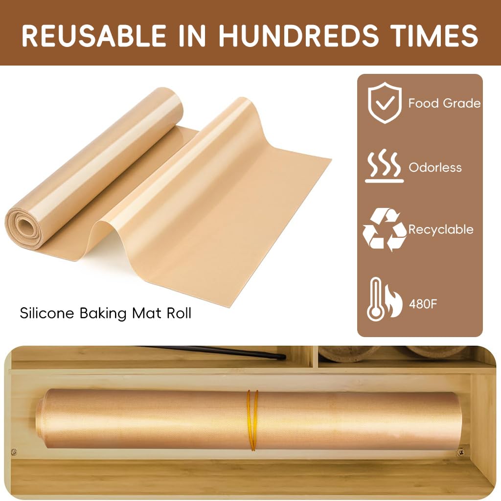 Supvox Reusable Silicone Baking Pot Liner 30x180cm for Oven and Pans | Non Stick Oil Proof Trim to Fit