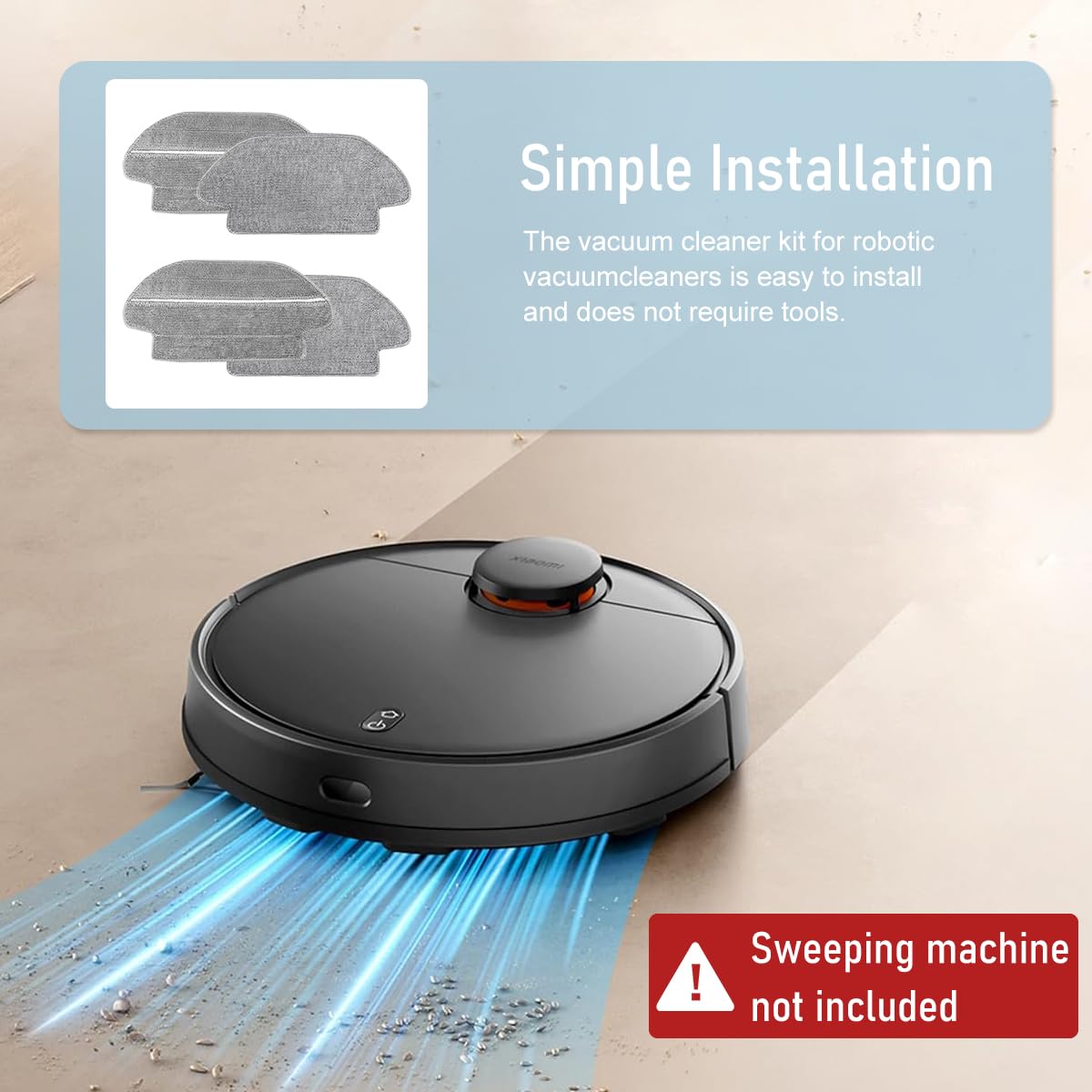 HASTHIP Mop Set for Mi Robot Vacuum Cleaner S10 with Dual Wet and Dry Use | 4Pcs Microfiber Cloths