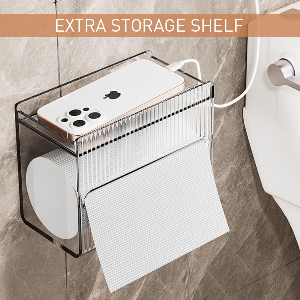 Supvox Wall Mount Toilet Paper Holder for Bathroom and Kitchen featuring Clear Acrylic Design