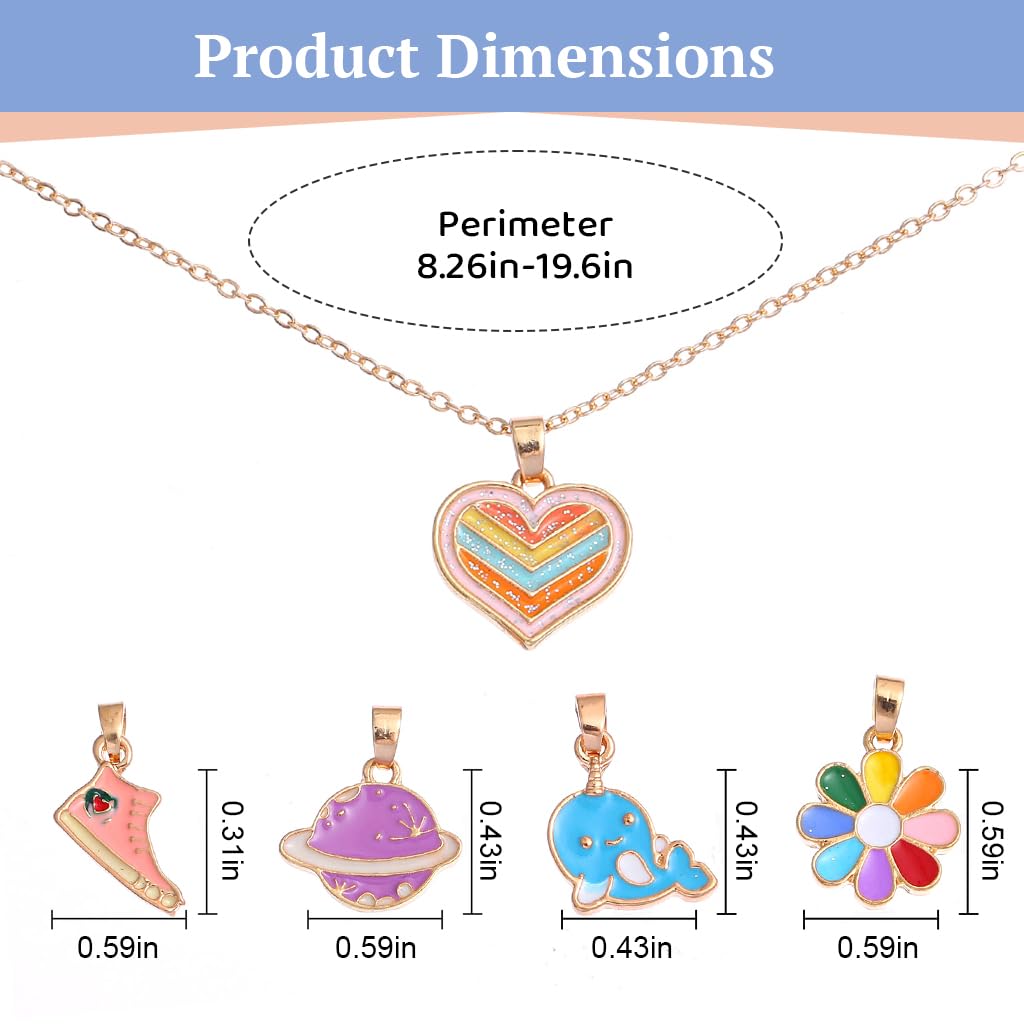 PATPAT® Cute Necklace For Girls, Cartoon Necklace Jewellery Sets With 5 Interchangeable Pendent Charms Pendant For Girls Colorful Loving Heart Pendant Friendship Necklace Set For Women Girls