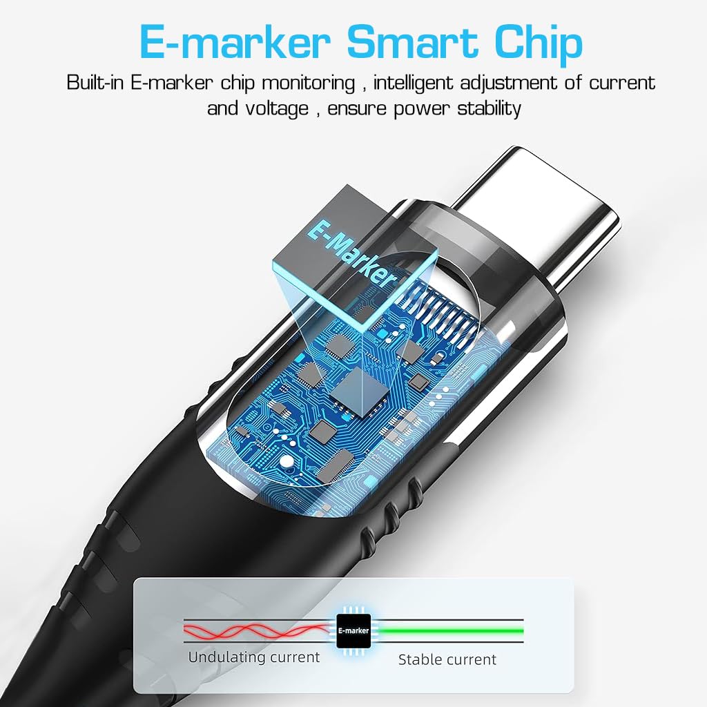 Verilux Type C to Type C Cable 3.3ft for Fast Charging with 100W PD and LED Power Display