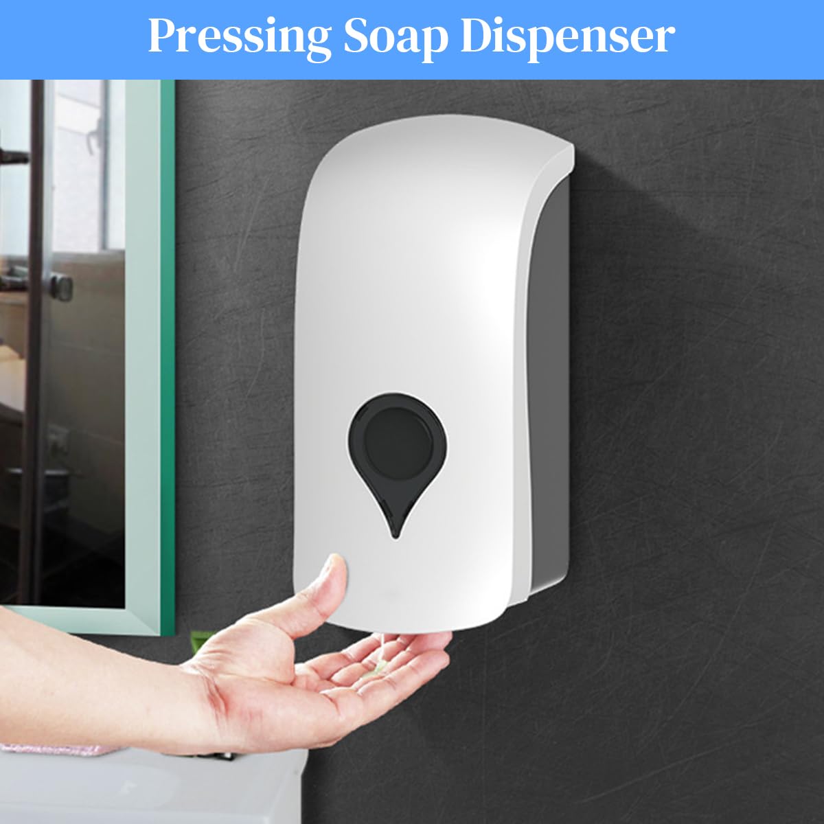 HASTHIP Soap Dispenser for Bathroom and Kitchen with 1000ml Removable Bottle & Semi Clear Window