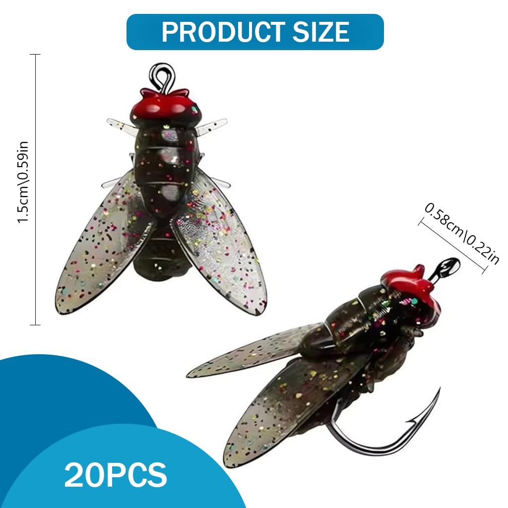 Proberos Fly Fishing Baits for Freshwater and Saltwater with 20pcs 15mm Flies | Enhanced Shrimp Scent Hooks