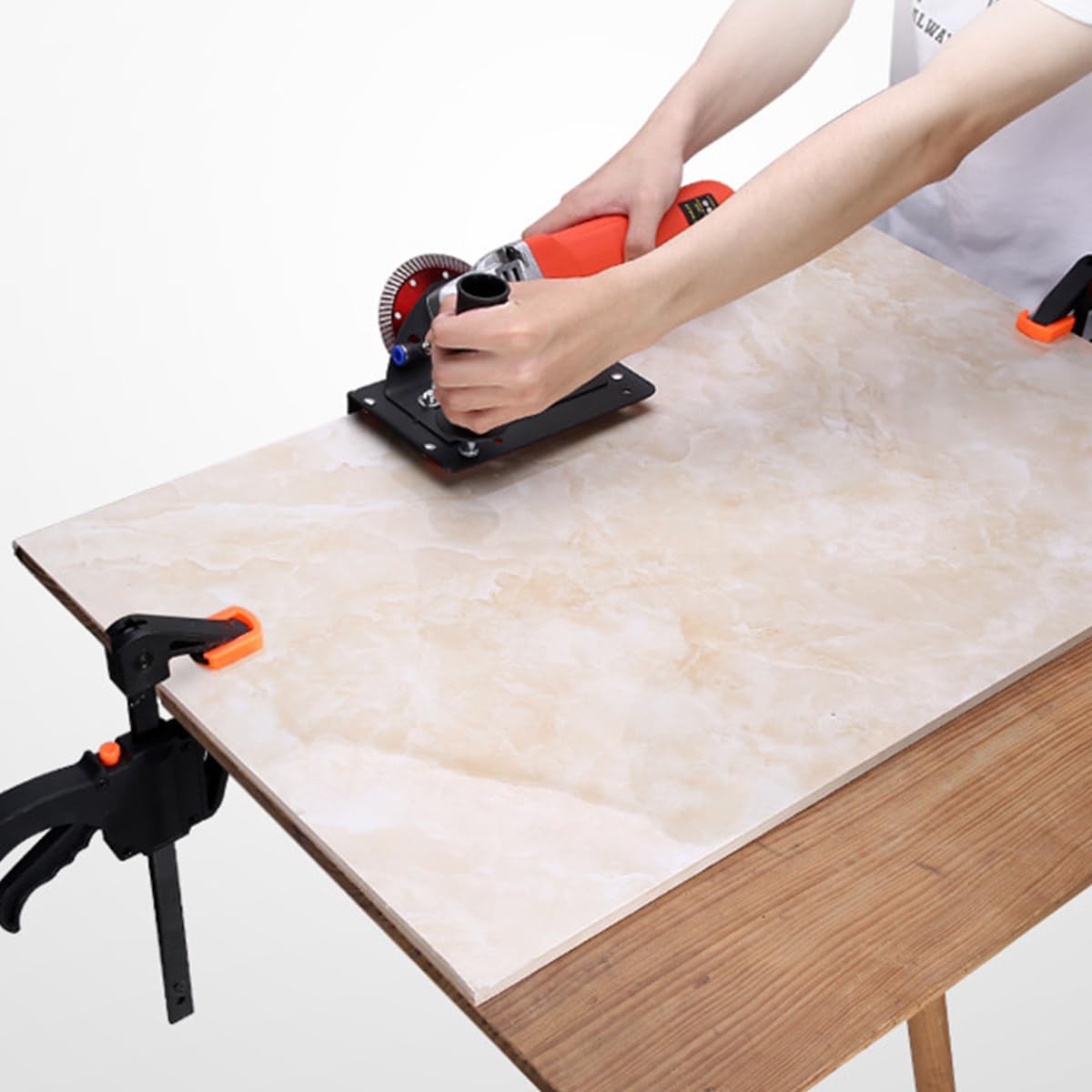 Serplex 45 Degree Tile Chamfering Tool with 3.3ft Water Pipe and Secure Clamping Stand for DIY Cutting