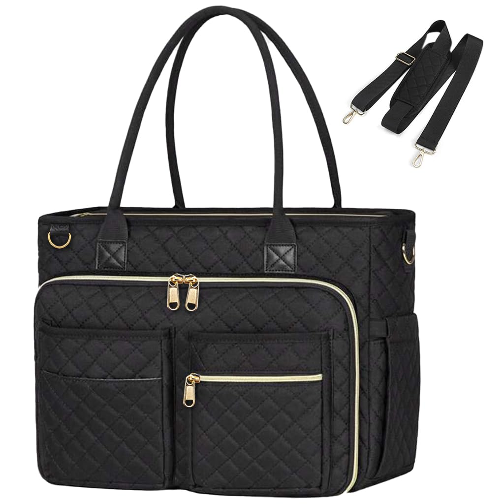 PALAY Tote Bag for Women with 15.6 inch Laptop Compartment featuring Quilted Design and Nylon Material | Ideal for Office and College