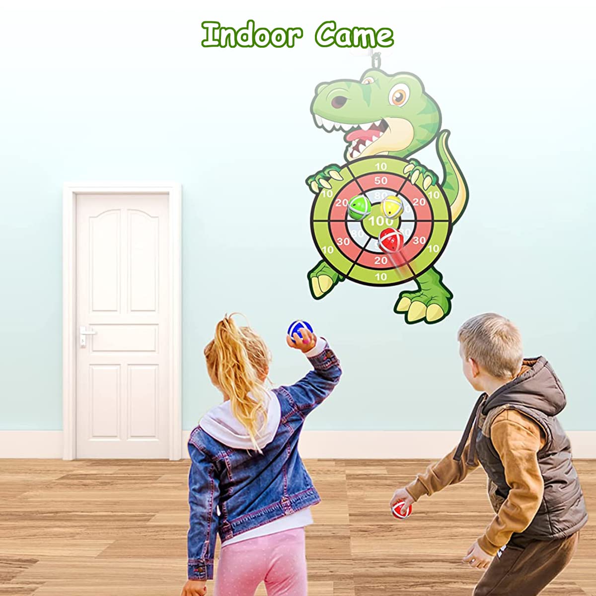 PATPAT Dart Board Dinosaur Toys for Kids with 12 Sticky Balls for Indoor and Outdoor Play