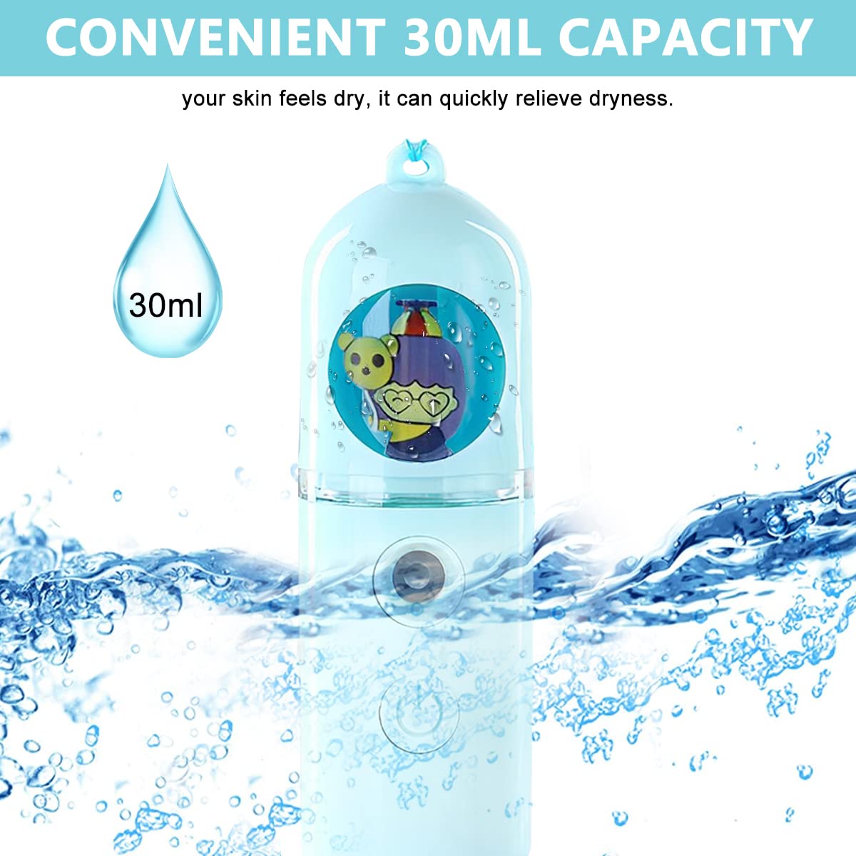 MAYCREATE Face Mist Sprayer for Daily Makeup with 30ml Tank and USB Rechargeable Nano Spray | Cute Portable Skin Hydration for Women and Girls