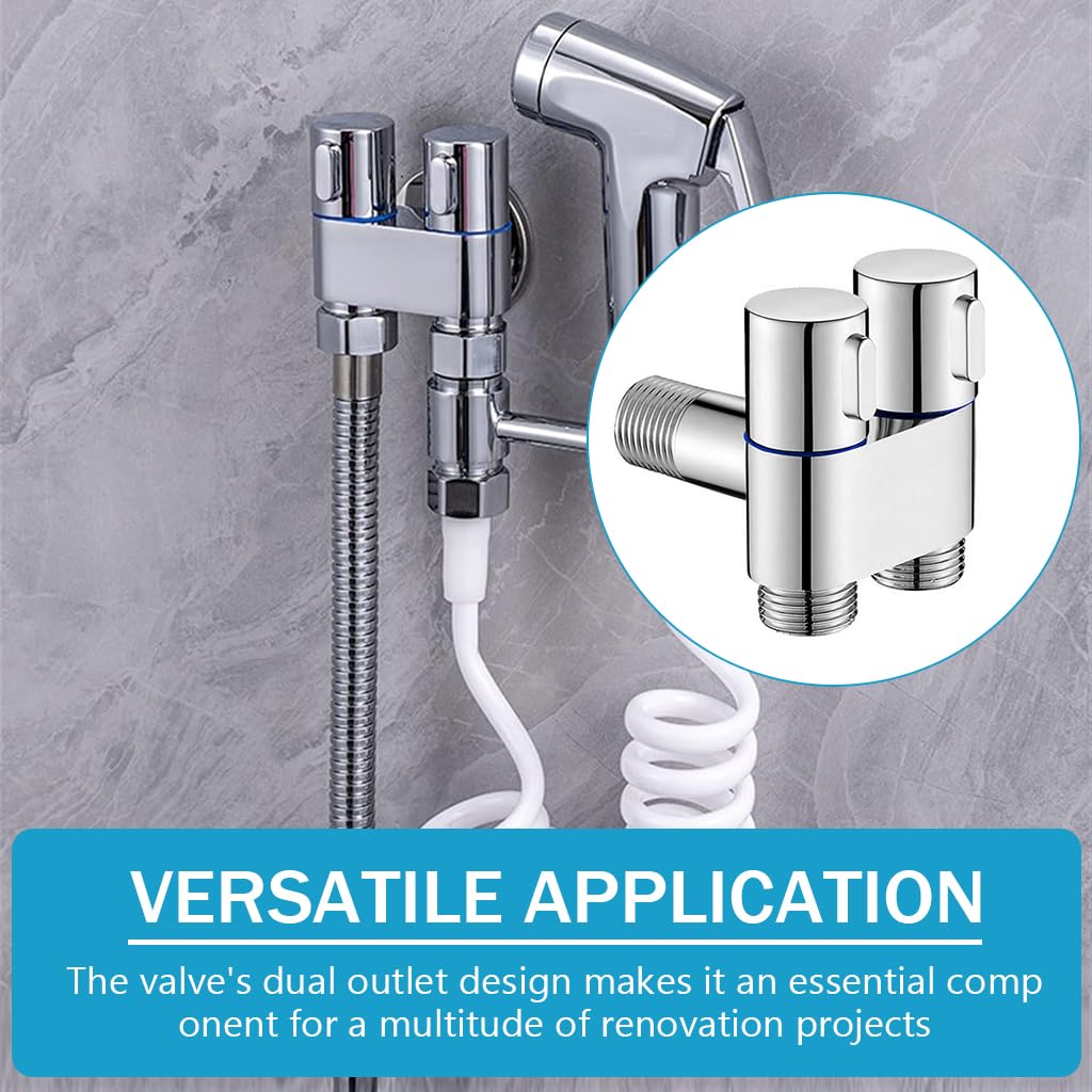 Supvox® One In Two Out Water System Control Valve Bathroom Faucet Installation Accessories Bidet Installation Connector Universal Bathroom Water System Control Valve with Separate Control Switch