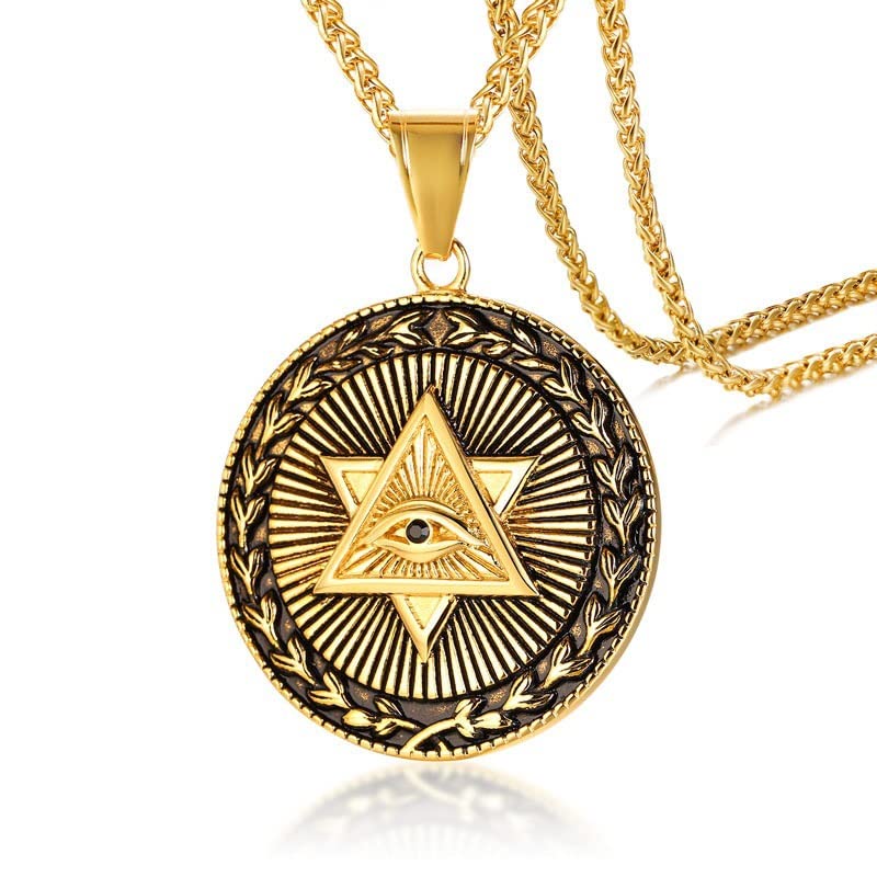 Proberos® Eye of Providence Pyramid Freemasonry Pendant Star of David All-seeing Eye Masonic Necklace