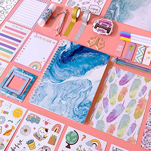 Climberty® 93 Pcs Scrapbook Kit with Scrapbooking Supplies Stickers, Journal Supplies Kit Scrapbook Stickers, Aesthetic Paper, Journal DIY Decoration Paper Stickers Craft Kits Notebook Collage Album