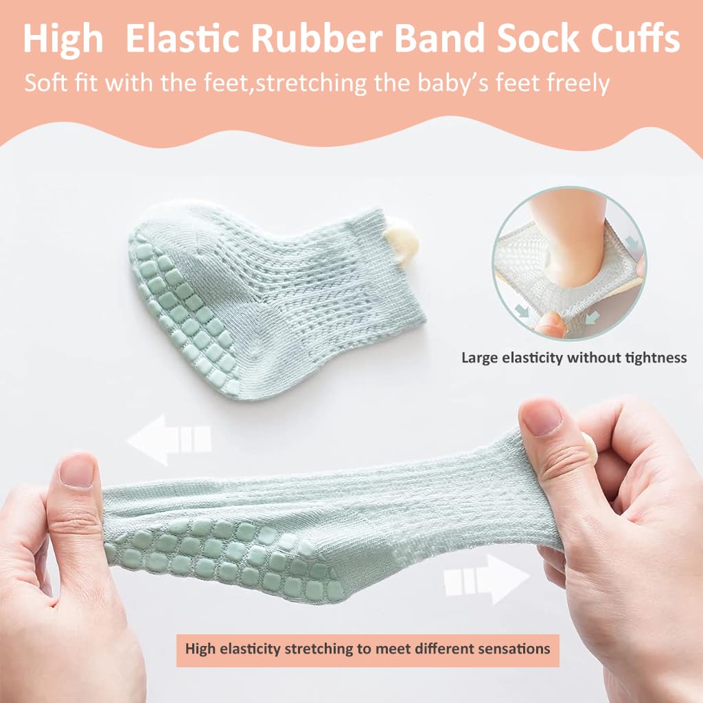 SNOWIE SOFT Baby Socks Set for 0–18 Months featuring Anti Slip Cotton Ankle Design | 6 Pairs