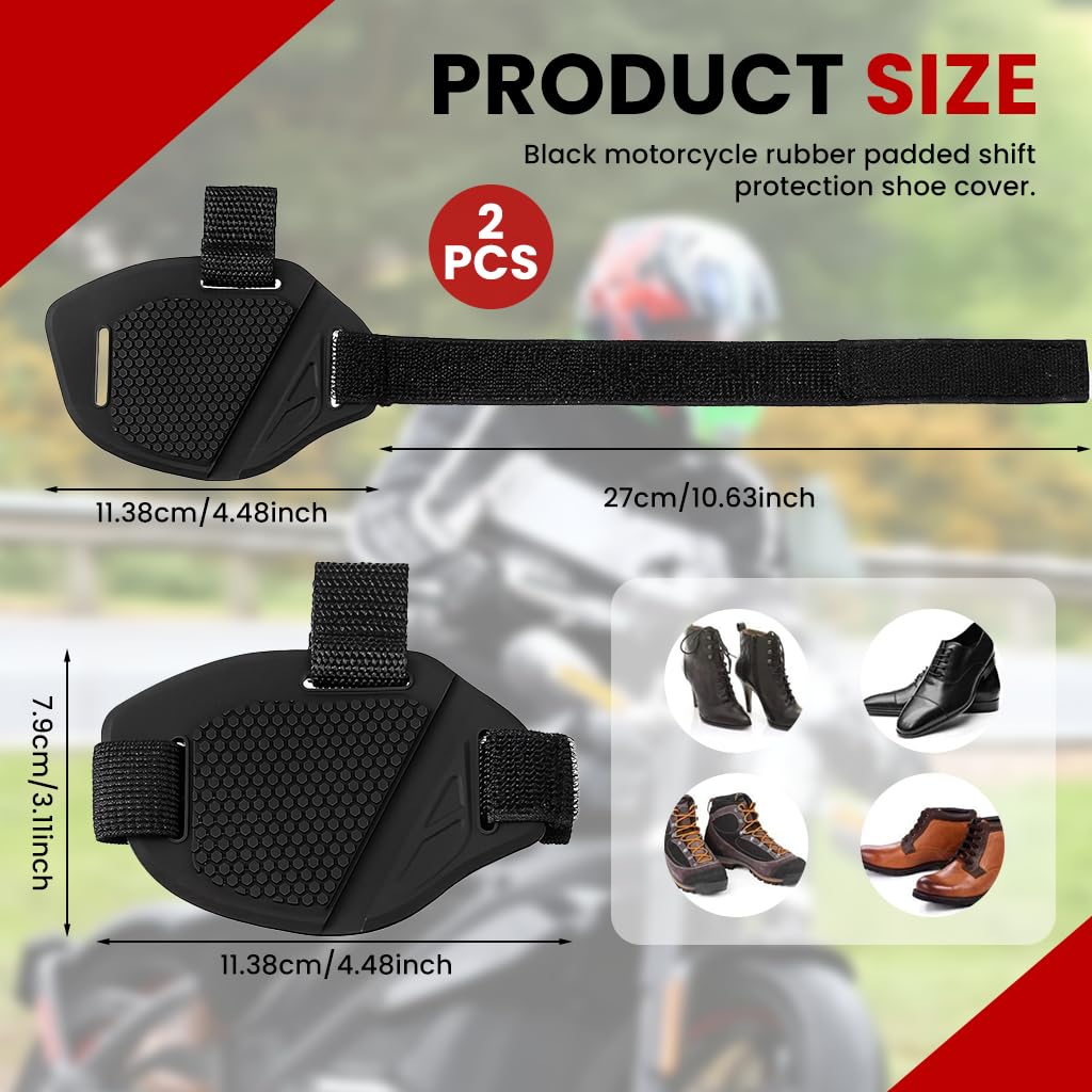 STHIRA Motorcycle Gear Shift Pedal Pads 2Pcs with Adjustable Hook and Loop Closure | Textured Anti‑Slip Rubber Protectors for Secure Foot Grip