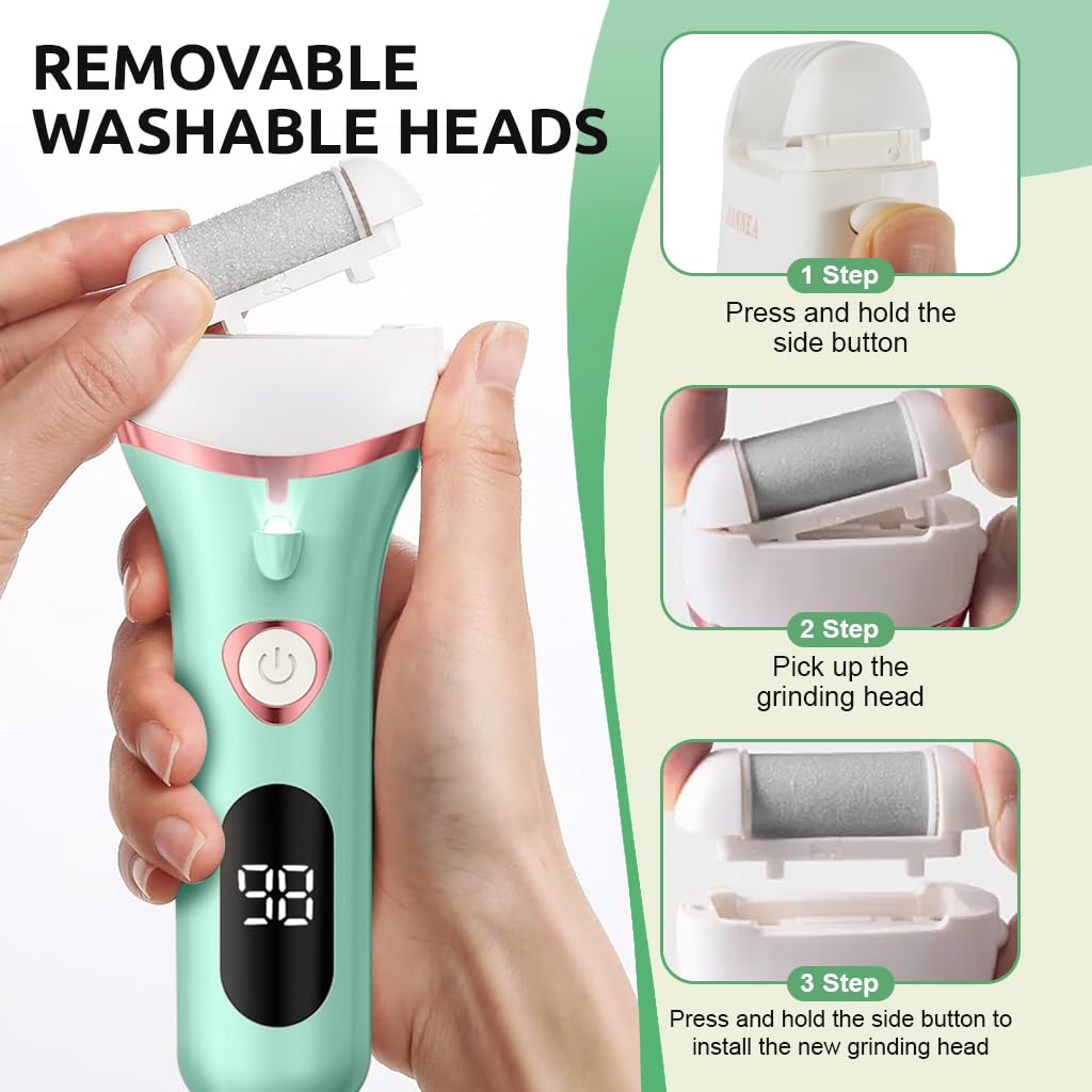 MAYCREATE Callus Remover for Foot Care with 3 Grinding Heads and LED Display | Rechargeable Pedicure Tool