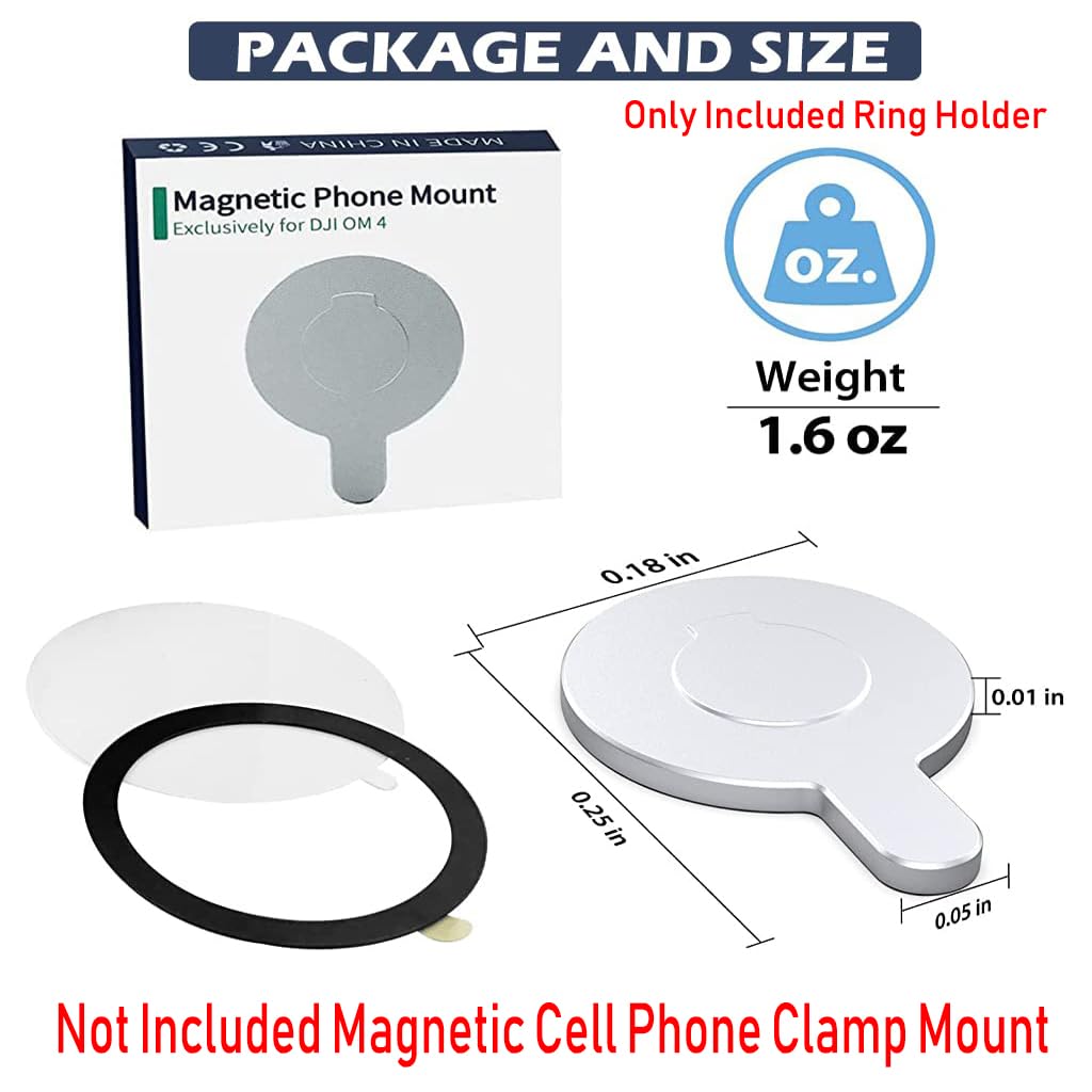 DJI Magnetic Ring Clamp Holder for OM and Osmo Gimbals featuring Strong Metal Magnet | Quick Phone Mount for iPhone and Android