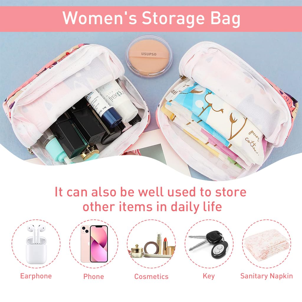 PALAY® Sanitary Pads Storage Pouch Cartoon Canvas Zipper Pouches Storage Pouches Coin Bags Multi-purpose Cartoon Canvas Zipper Pouches Makeup Pouches