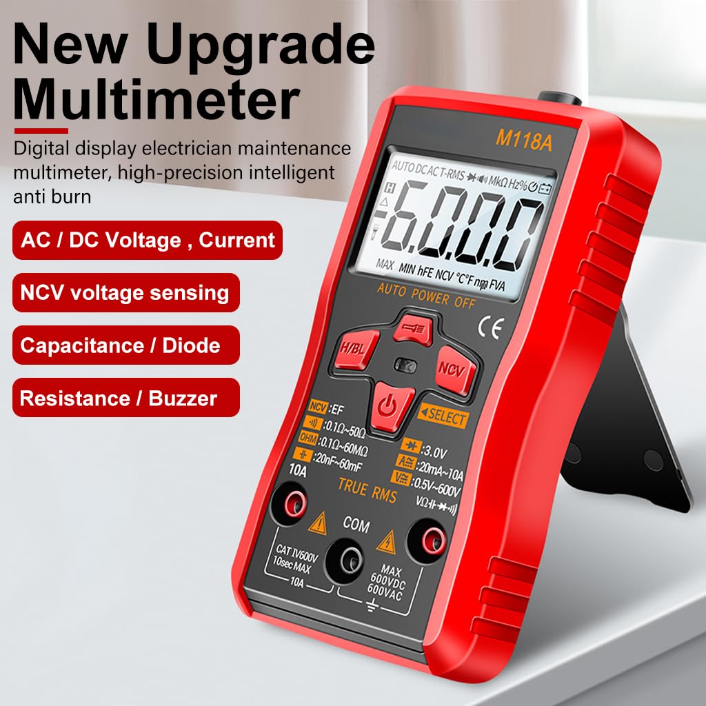 Serplex Digital Multimeter 6000 Counts for AC DC Voltage and Resistance with LCD Display | Non Contact Tester for Electricians