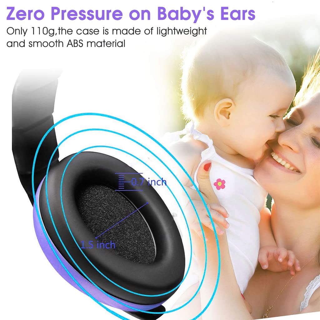 SNOWIE SOFT® Baby Ear Protection Noise Canceling Headphones for Baby Sleep Flight Travel, Baby Hearing Protection Earmuffs for Baby Toddler Kids 0-3 Years (Purple)