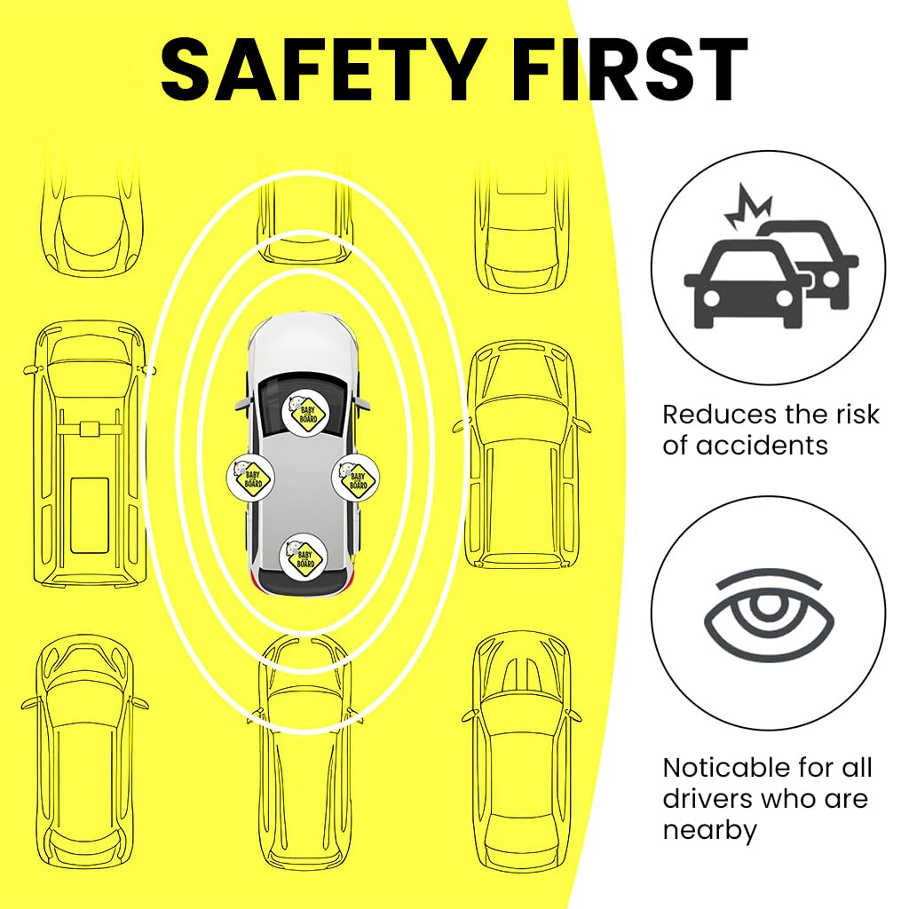 STHIRA Baby on Board Sticker for Cars featuring 2 Pack 10cm Reflective Waterproof Vinyl | Safe Travel in India