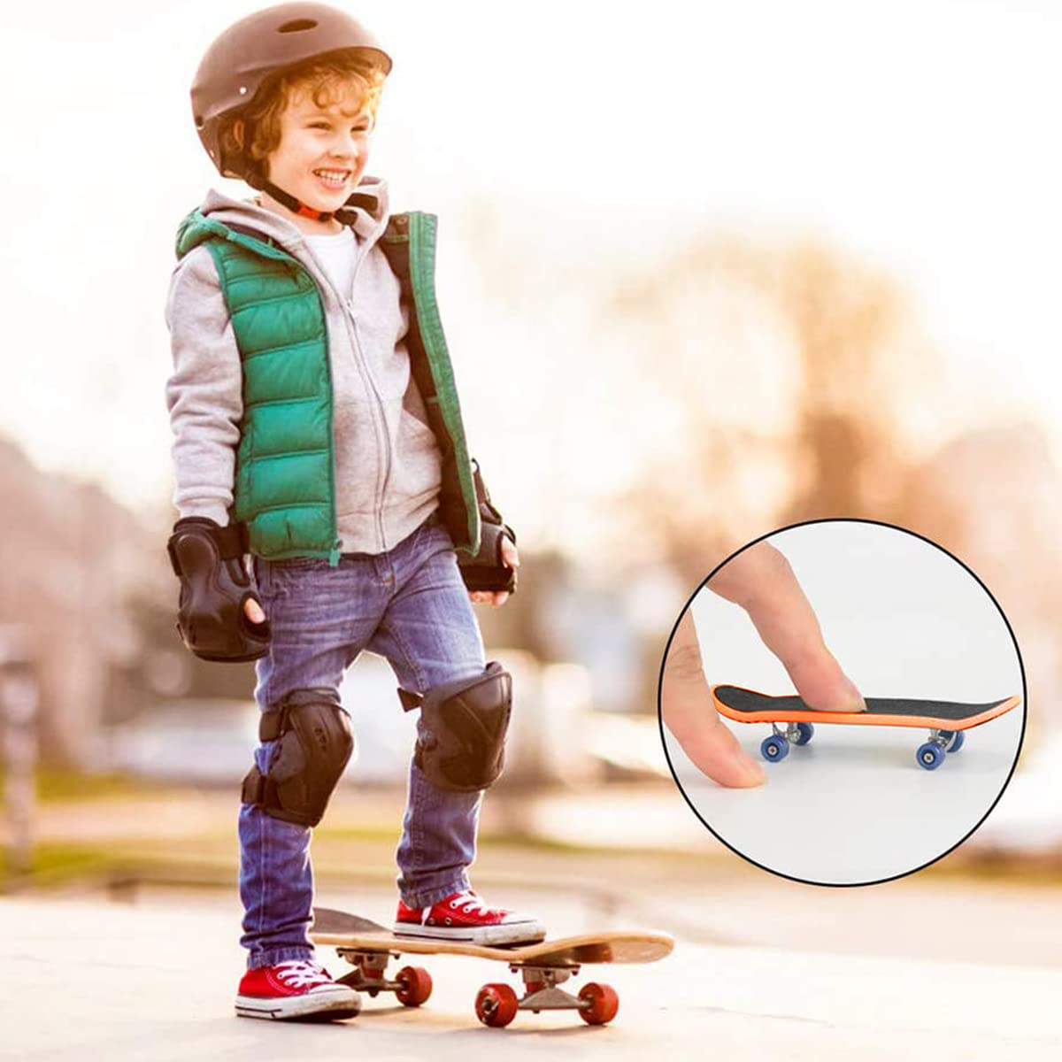 PATPAT® Finger Skateboard Toy For Kids With A Finger Skateboard Ramp|Desktop Decoration Toy Gift Toy For Kids|Black