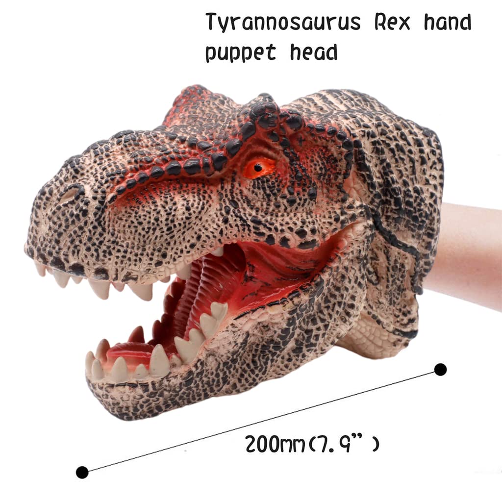 PATPAT Dinosaur Toys Hand Puppet, Puppet Toys for Kids, Soft Rubber Realistic Tyrannosaurus Puppet Dino Toys for Kids Boys Girls Role Play(Bronze T-rex)