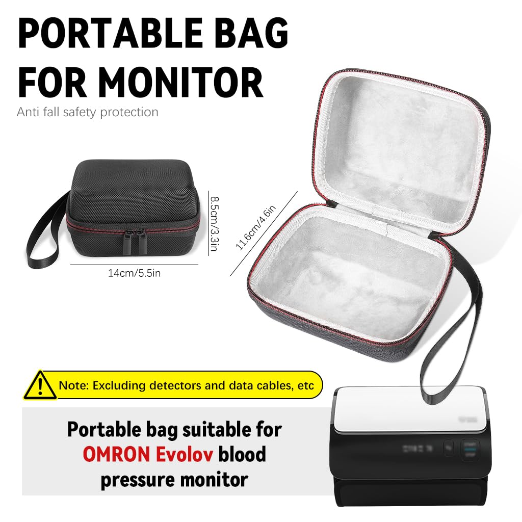 ZORBES® Carry Case for OMRON Evolv Monitor EVA Hard Shell Case Storage Bag with Hand Strap Travel Portable Carry Case for OMRON Evolv Bluetooth Wireless Blood Pressure Monitor, Only Case