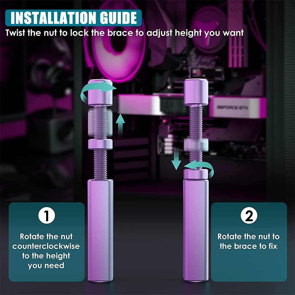 HASTHIP Graphics Card Bracket for Desktop PC with Screw Adjustment and Hidden Magnet Base | All Aluminum GPU Support Stand