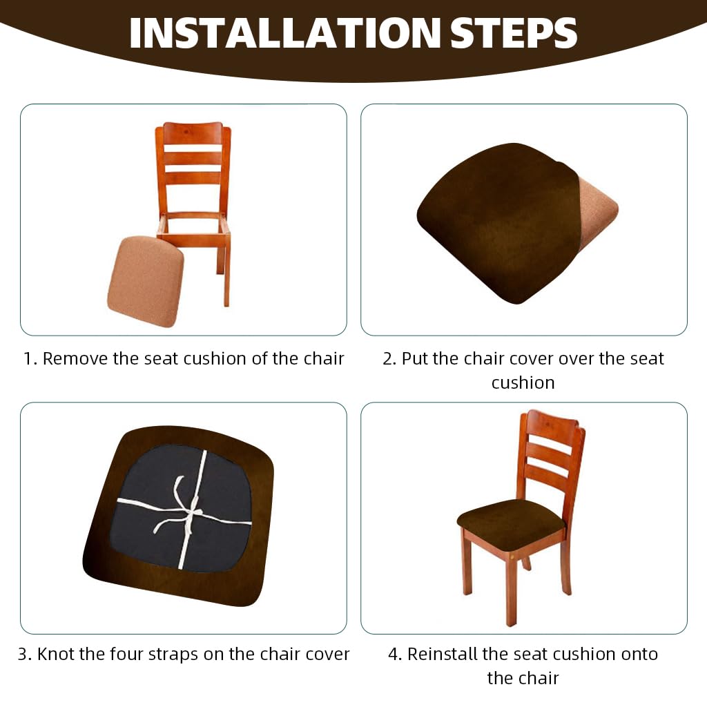 HASTHIP Dining Chair Covers for 14–18 in Seats with Elastic Edge in Retro Green Velvet | Pack of 6