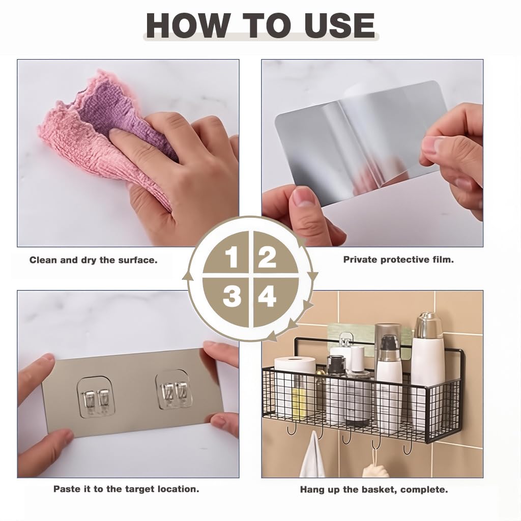 HASTHIP Adhesive Mounted Hook Plates for Kitchen and Bathroom with Dual Hooks 12Pcs featuring Golden Brushed Finish | Easy Peel and Stick Installation