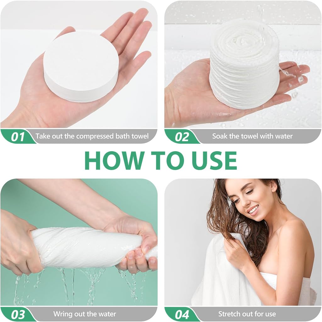 MAYCREATE Compressed Towel Tablets for Travel and Camping featuring 55.1 x 27.5 in 100% Cotton | Reusable Bath Towels