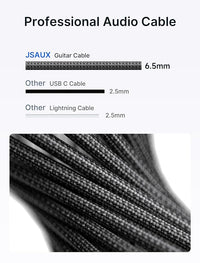 JSAUX® 9.8ft 6.35mm to 6.35mm Audio Cable, 3M Right Angle Connection Durable Nylon Braided Cable, Pure Sound, Compatible With Amps, Electric Bass & Guitars, Speakers, Keyboards, Mixers, Grey