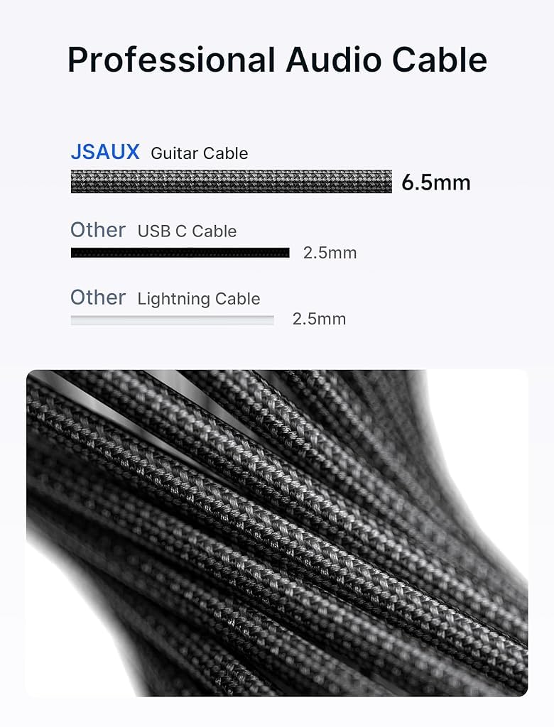 JSAUX USB C to 3.5mm Aux Cable for Car and Headphones featuring DAC Chip and 4.9ft Length | White