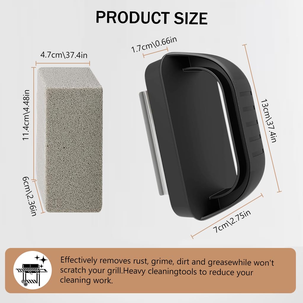 Supvox Grill Cleaner for BBQ and Blackstone Flat Top featuring 11.5×6×4.8cm Pumice Stone with Handle | Rust and Stain Removal Tool