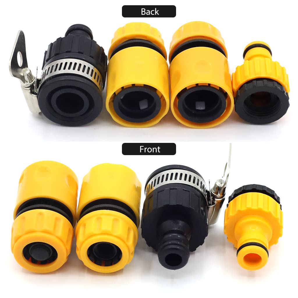 HASTHIP 3Pcs Hose Quick Connectors and 1Pcs Waterstop Connector, Water Pipe Fast Fitting Connector Tap Adapter for Hose Pipe Female Adapter Water Sparyer and Standard Hose Pipe Fitting