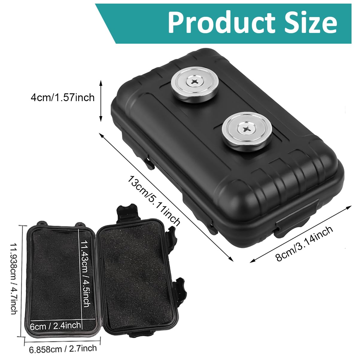 Serplex Magnetic Storage Box for Keys and Tools with Dual Magnets 12x7x4cm PP Material