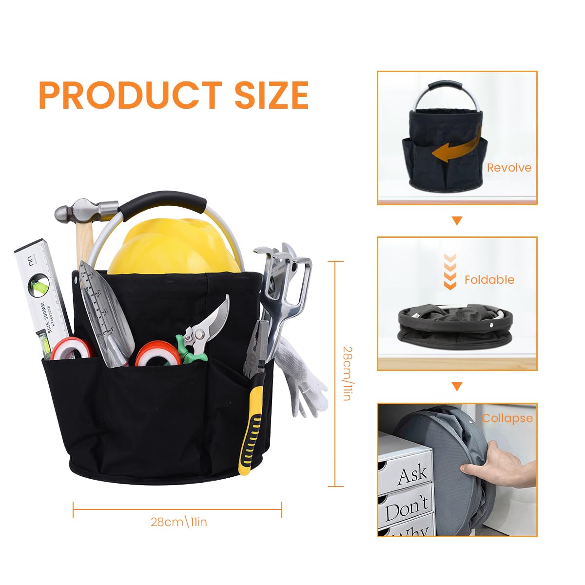 Serplex Collapsible Tool Bag for Garden and Camping with Lift Handle and 600D Cloth | 17L Multi Pocket Organizer