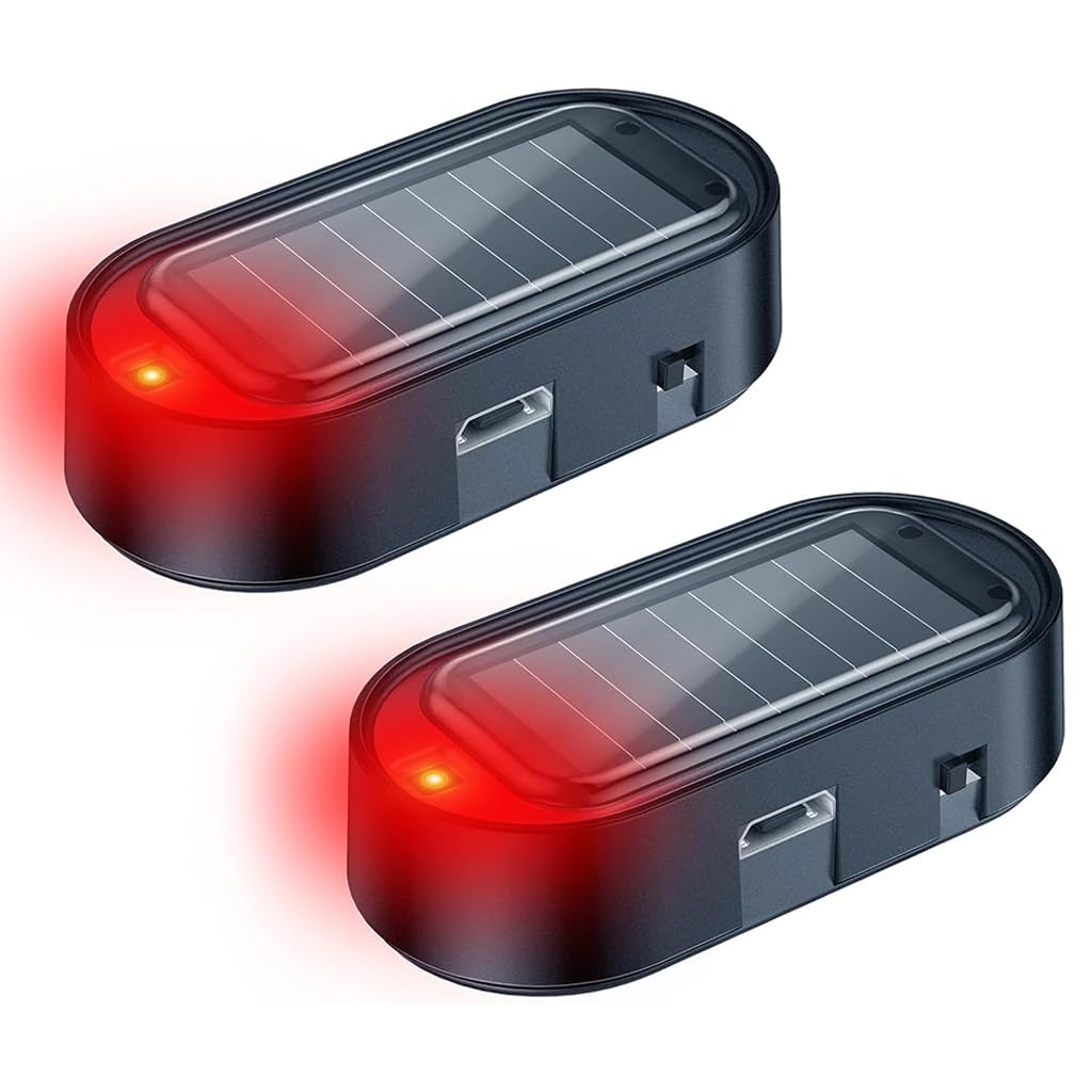 STHIRA Solar Power Dummy Alarm Light for Cars with Auto Night Activation and USB Charging Port