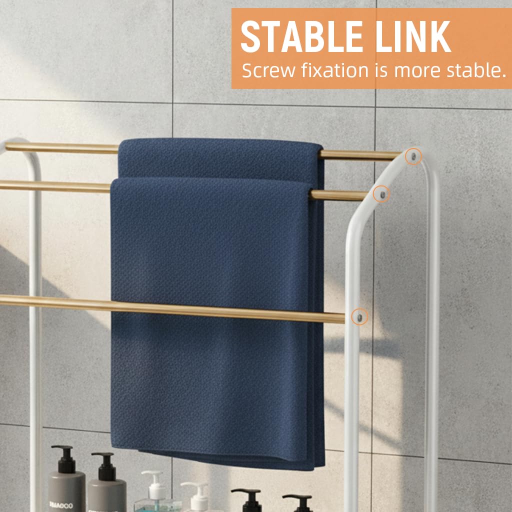 HASTHIP Towel Rack for Bathroom and Balcony featuring Triplet Stepped Bars | 75.2x31.2x73 cm Metal Frame