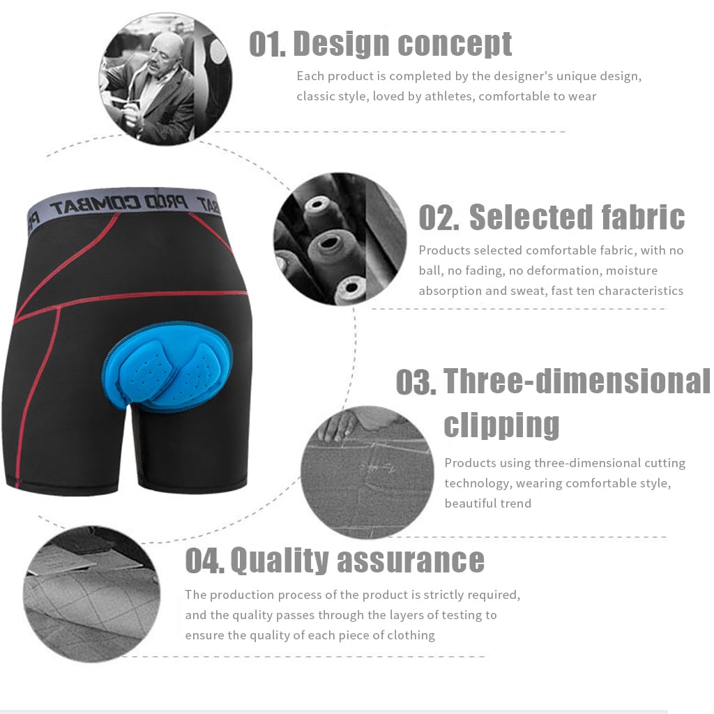GUSTAVE Cycling Shorts for Men and Women with 3D Padded Cushioning and Quick Dry Blue Fabric