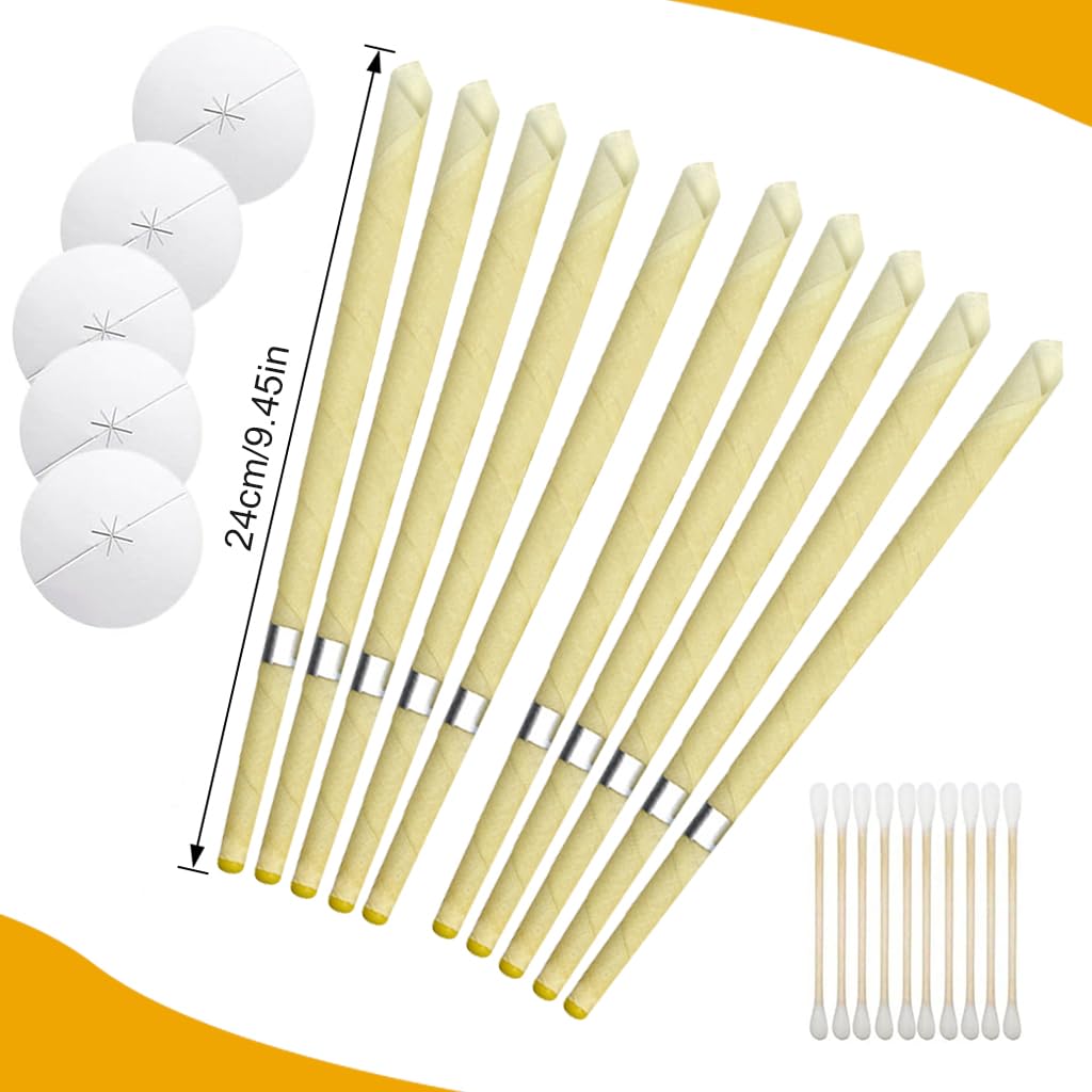 HANNEA Ear Candles Kit for Ear Cleaning with 10 Candles and 6 Stainless Steel Tools | Includes Storage Box