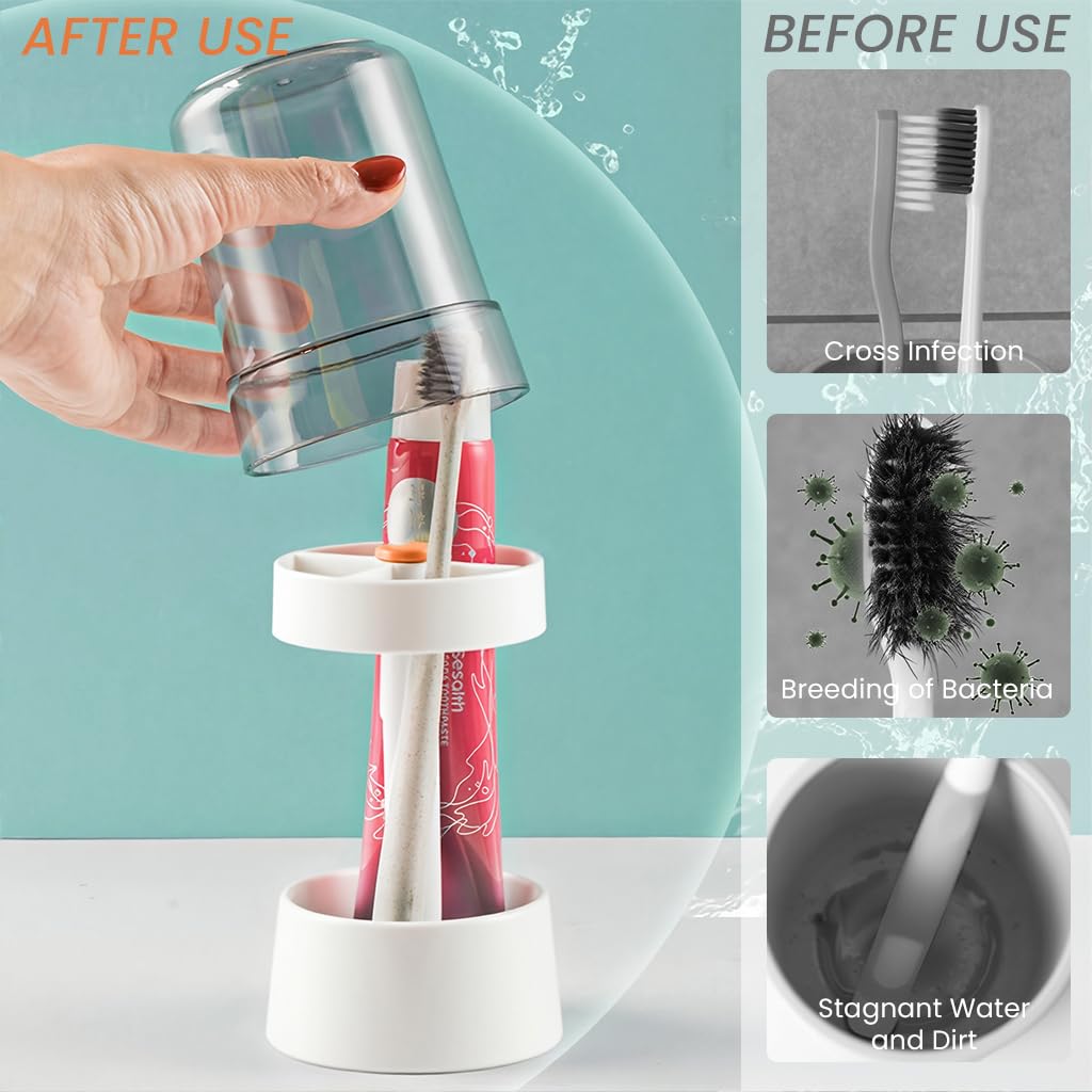 ZIBUYU Toothbrush Organizer for Bathroom Countertops with Open Air Hygienic Drying | Space Saving Stand for Families